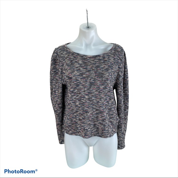 NWT Madewell Cropped Sweater Black/Pink Multi  [075] - Picture 2 of 6